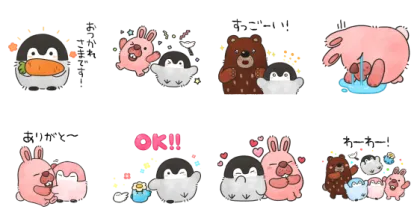 LINE無料スタンプ | ポコパンタウン×コウペンちゃん スタンプ内容 8個