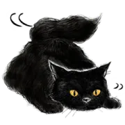 LINE無料スタンプ | ブシュロンのミューズ、自由気ままな黒猫