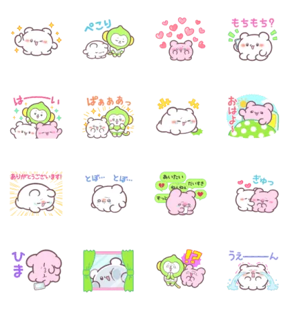 LINE無料スタンプ | らぶいーず × LINEMO スタンプ内容 16個