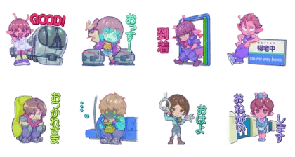 LINE無料スタンプ | 銀河特急 ミルキー☆サブウェイ×西武鉄道 スタンプ内容 8個