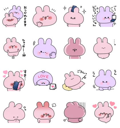 LINE無料スタンプ | あさみみちゃんwith Samsung スタンプ内容 16個