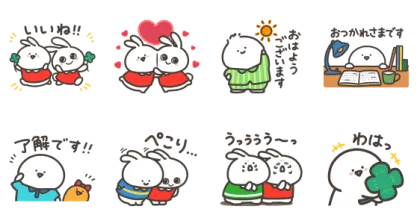 LINE無料スタンプ | 西松屋 ミミちゃん×お文具さん スタンプ内容 8個