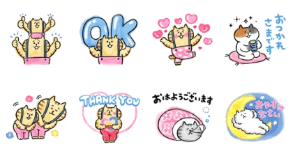 LINE無料スタンプ | ごろごろにゃんすけ × エレビット スタンプ内容 8個