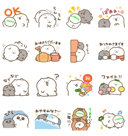LINE無料スタンプ | 【無料】ねことくろねこ × LINEMO スタンプ内容 16個